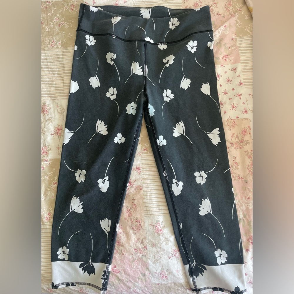 Floral Black and White Leggings